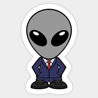 Gray Alien Extraterrestrial In Suit Sticker